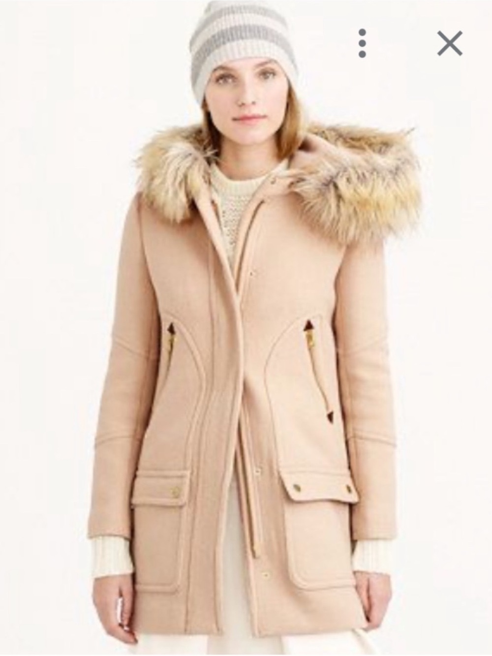 J. Crew chateau wool parka jacket with removable fur on hood 00